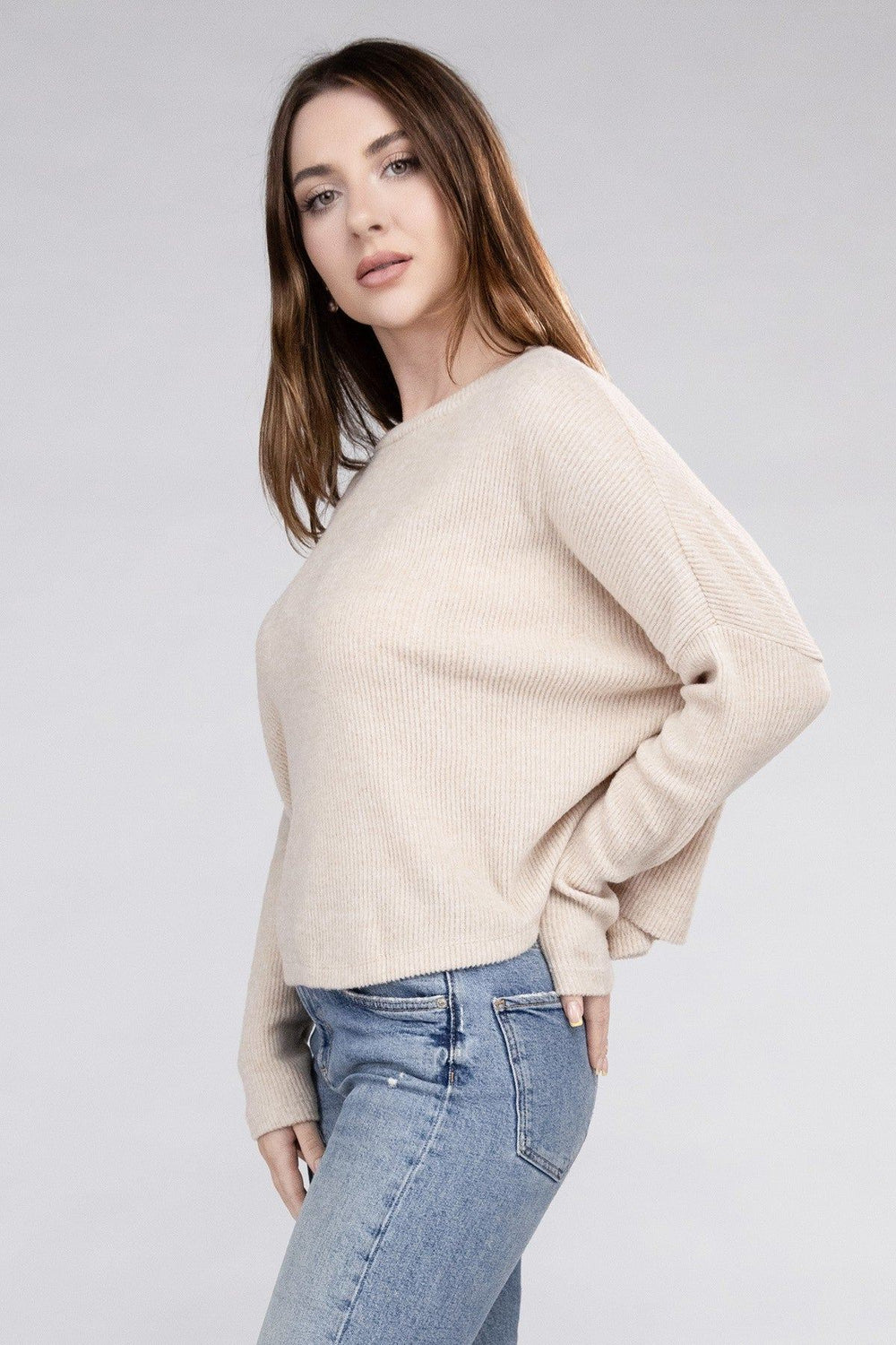 Zenana Ribbed Dolman Sleeve Sweater - Inspired Eye Boutique