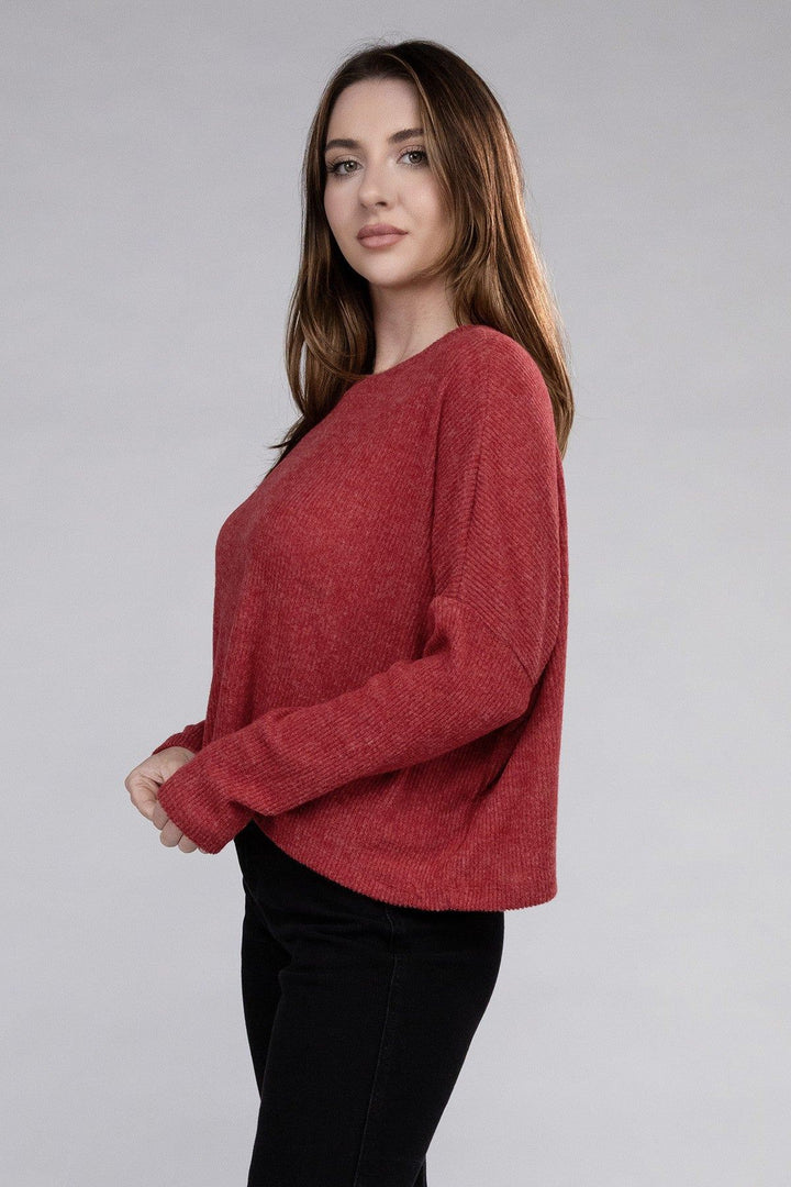 Zenana Ribbed Dolman Sleeve Sweater - Inspired Eye Boutique