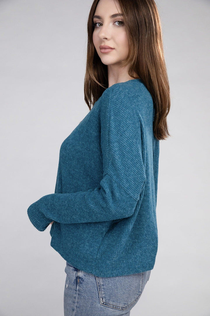 Zenana Ribbed Dolman Sleeve Sweater - Inspired Eye Boutique