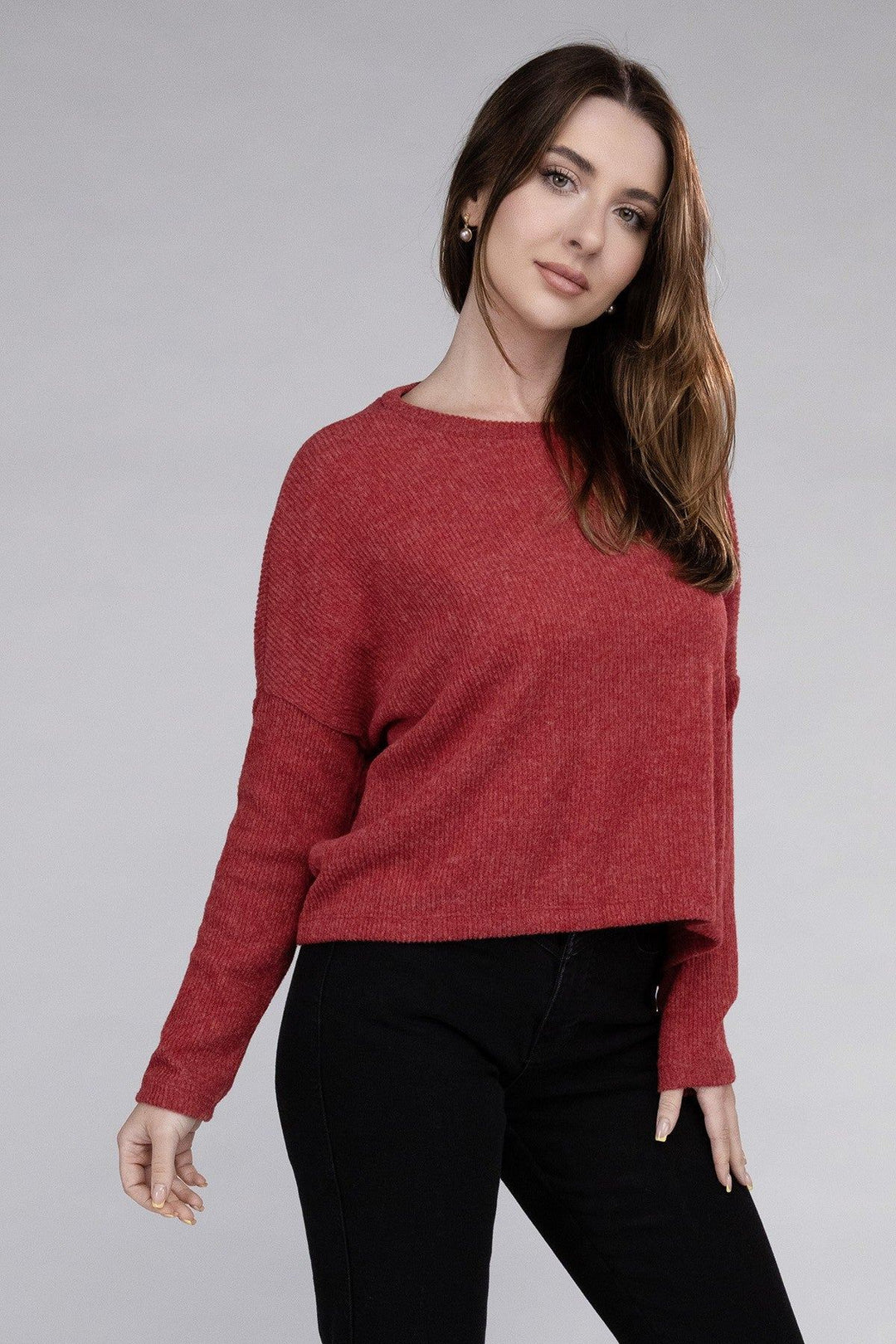 Zenana Ribbed Dolman Sleeve Sweater - Inspired Eye Boutique