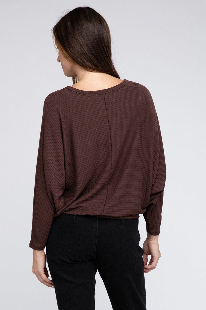 Zenana Ribbed Long Sleeve Sweater - Inspired Eye Boutique