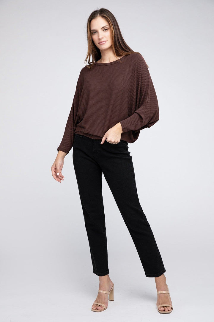 Zenana Ribbed Long Sleeve Sweater - Inspired Eye Boutique