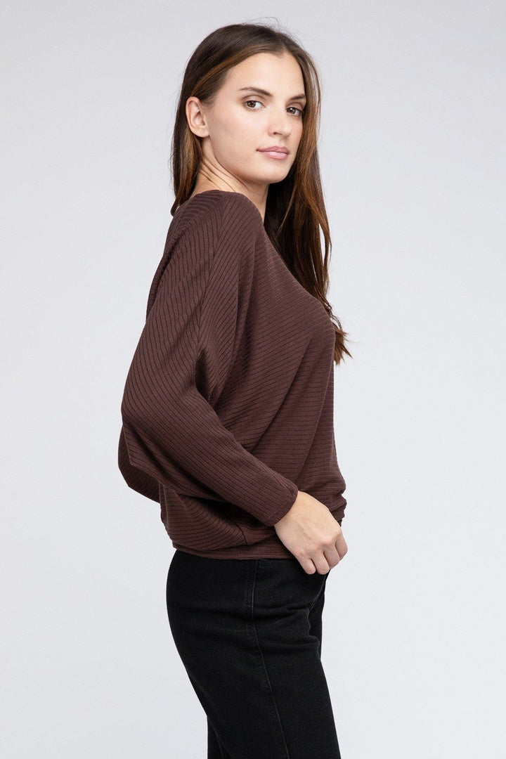 Zenana Ribbed Long Sleeve Sweater - Inspired Eye Boutique