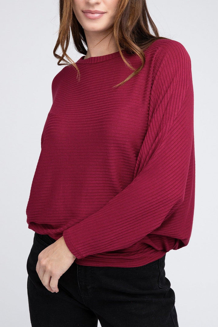 Zenana Ribbed Long Sleeve Sweater - Inspired Eye Boutique