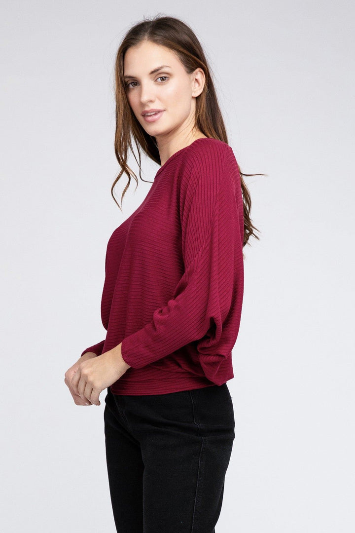 Zenana Ribbed Long Sleeve Sweater - Inspired Eye Boutique