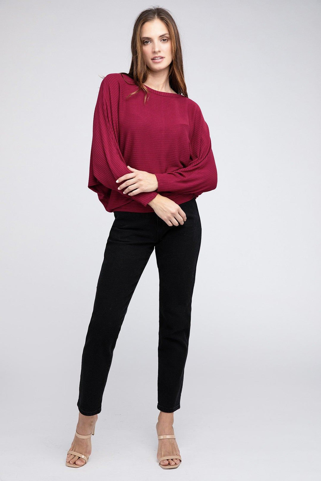 Zenana Ribbed Long Sleeve Sweater - Inspired Eye Boutique