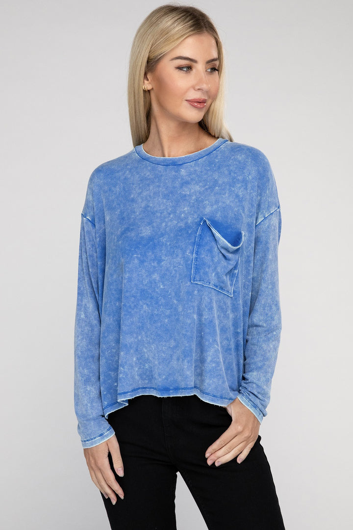 Zenana - Ribbed Long Sleeve Tee - Inspired Eye Boutique