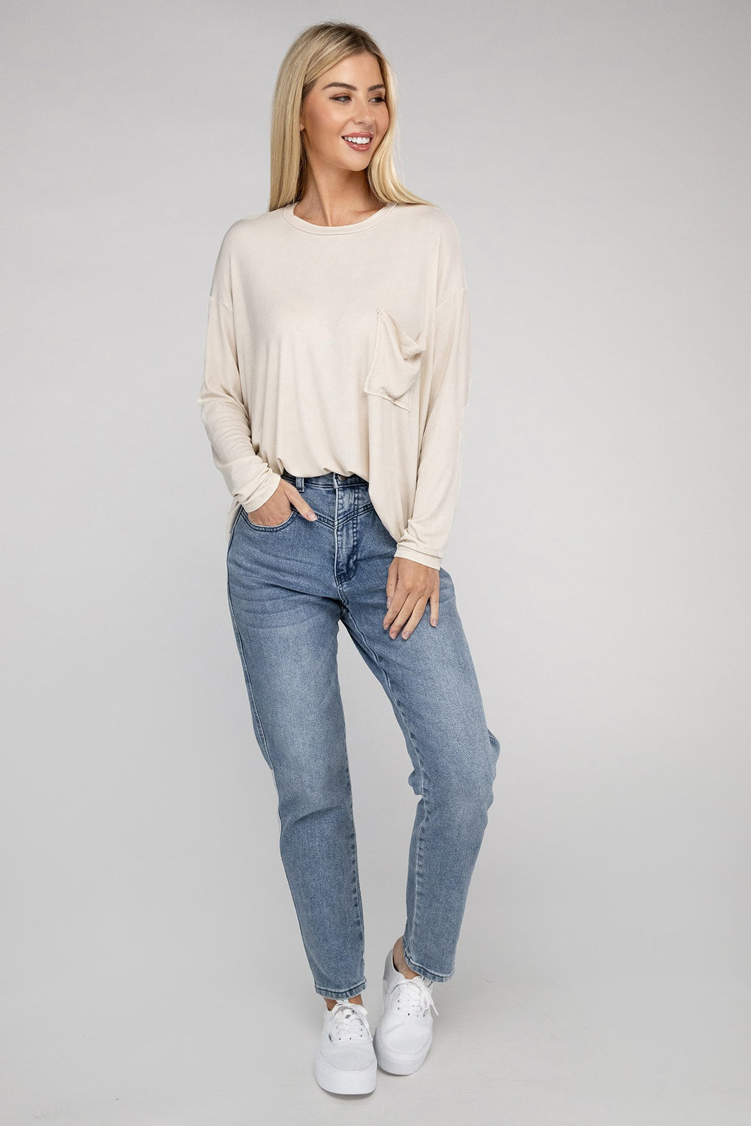 Zenana - Ribbed Long Sleeve Tee - Inspired Eye Boutique