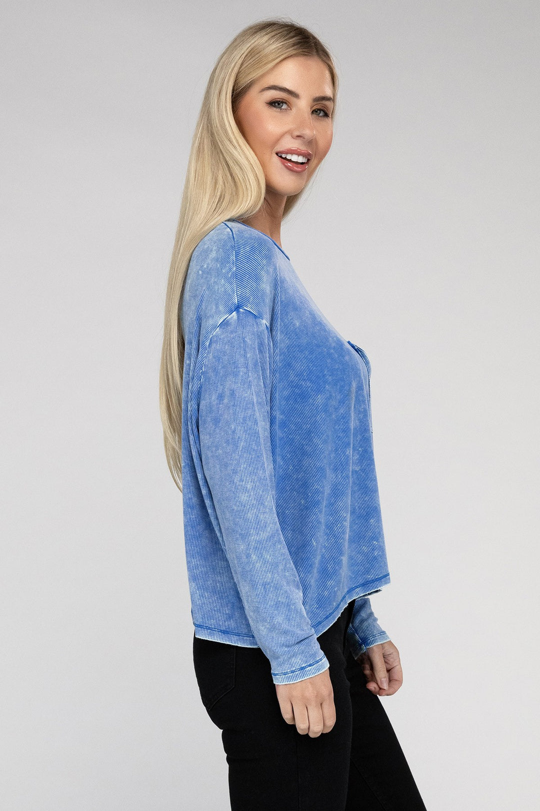 Zenana - Ribbed Long Sleeve Tee - Inspired Eye Boutique