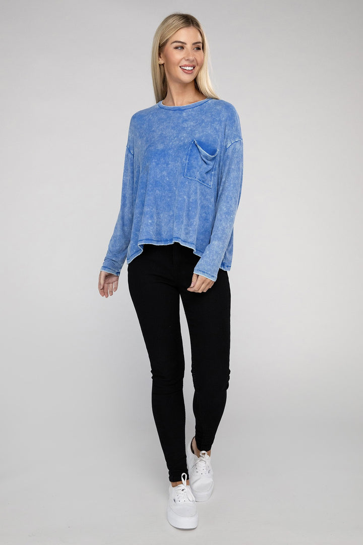 Zenana - Ribbed Long Sleeve Tee - Inspired Eye Boutique