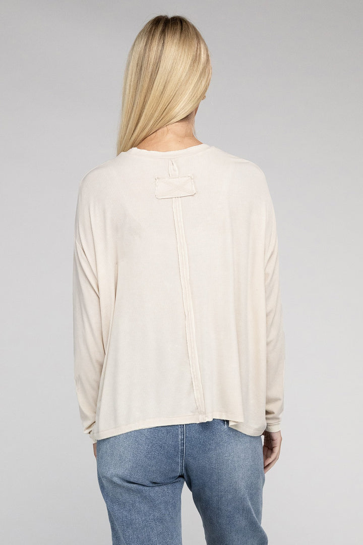 Zenana - Ribbed Long Sleeve Tee - Inspired Eye Boutique