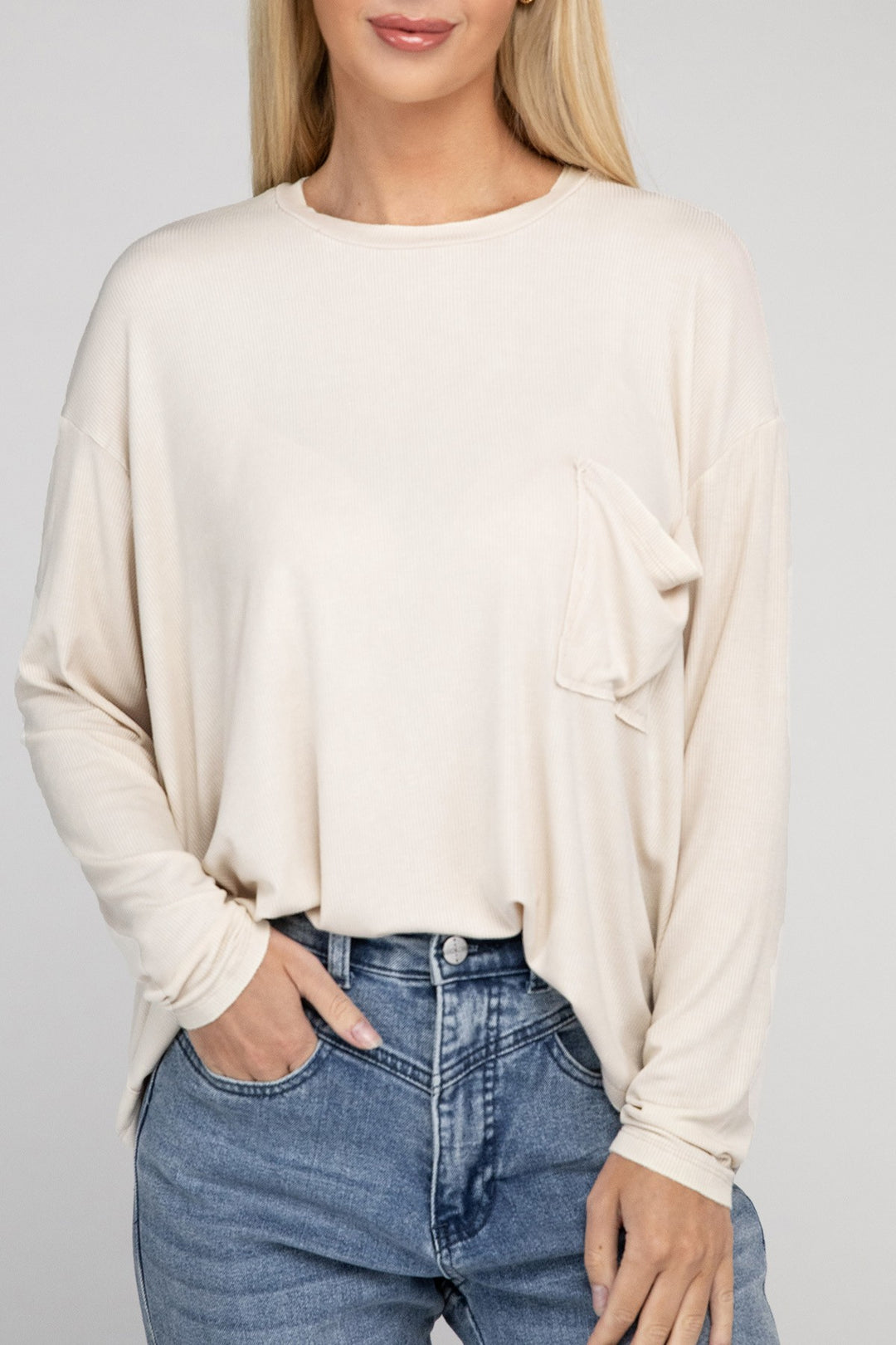 Zenana - Ribbed Long Sleeve Tee - Inspired Eye Boutique