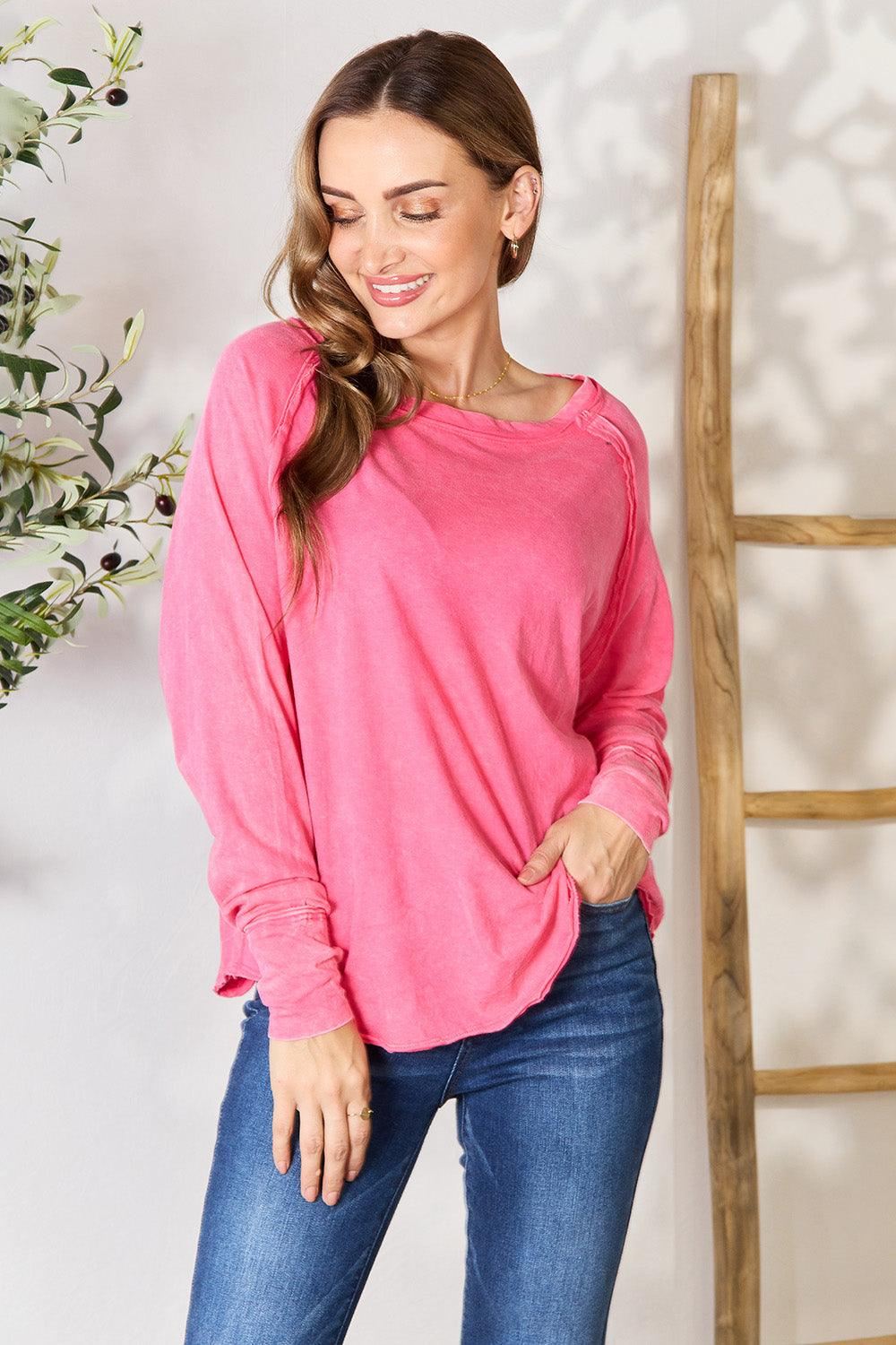 Zenana - Scoop Neck Long Sleeve Top - Inspired Eye Boutique