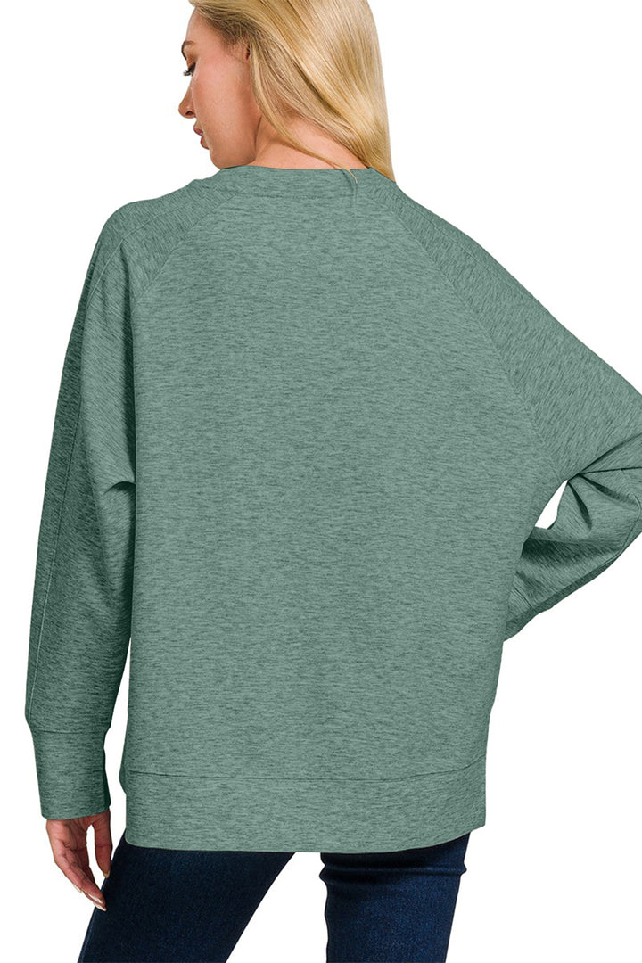 Zenana Scuba Pullover Sweatshirt - Ash Jade - Inspired Eye Boutique