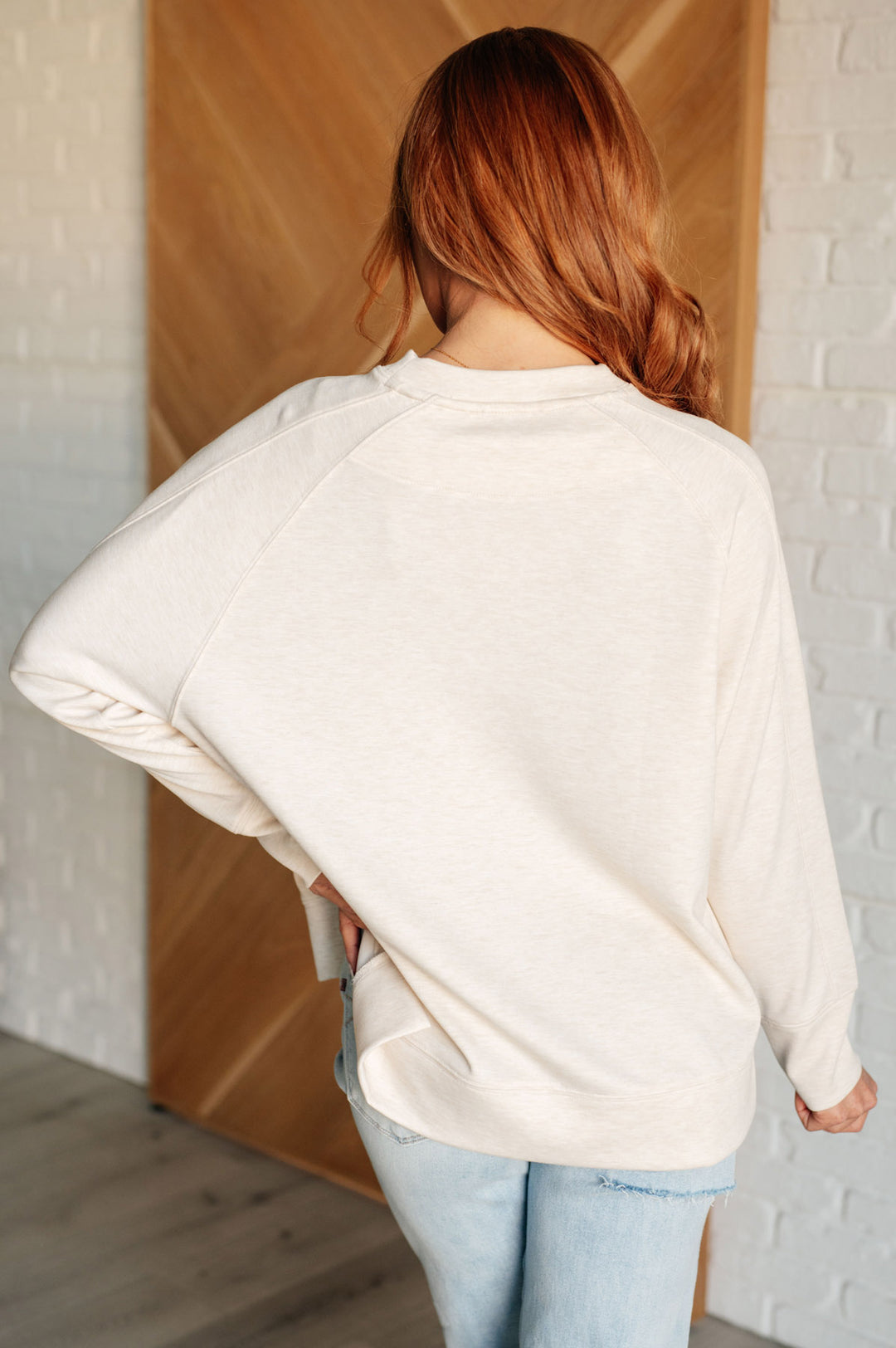 Zenana Scuba Pullover Sweatshirt - Beige - Inspired Eye Boutique