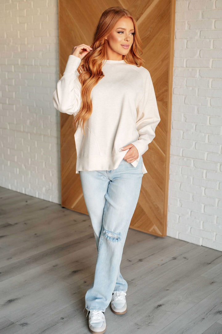 Zenana Scuba Pullover Sweatshirt - Beige - Inspired Eye Boutique