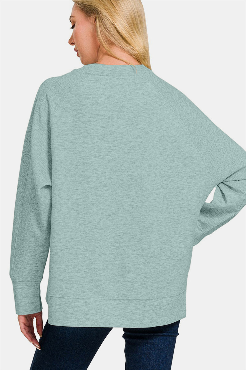 Zenana - Scuba Pullover Sweatshirt - Blue Grey - Inspired Eye Boutique