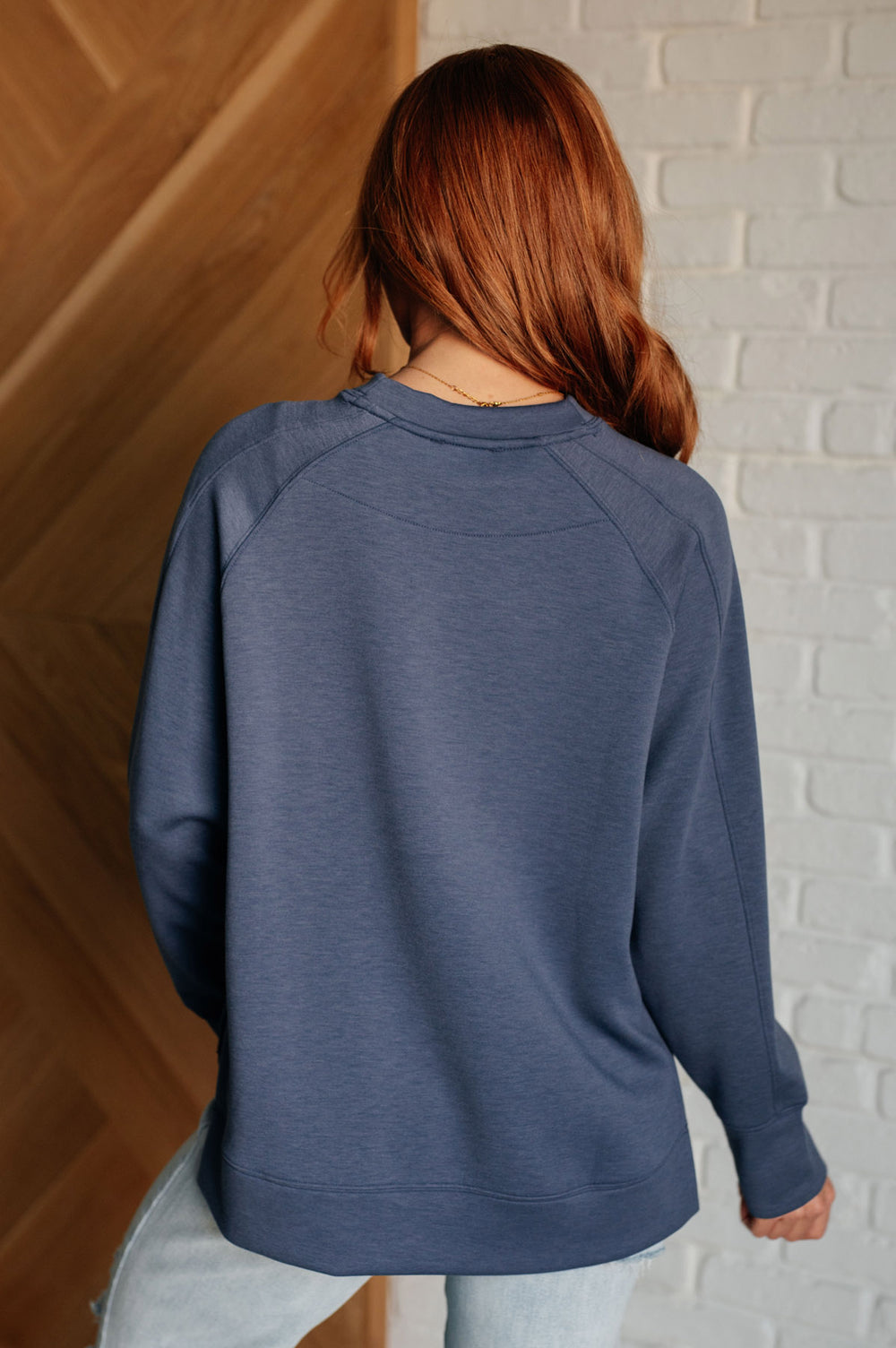 Zenana Scuba Pullover Sweatshirt - Blue Indigo - Inspired Eye Boutique