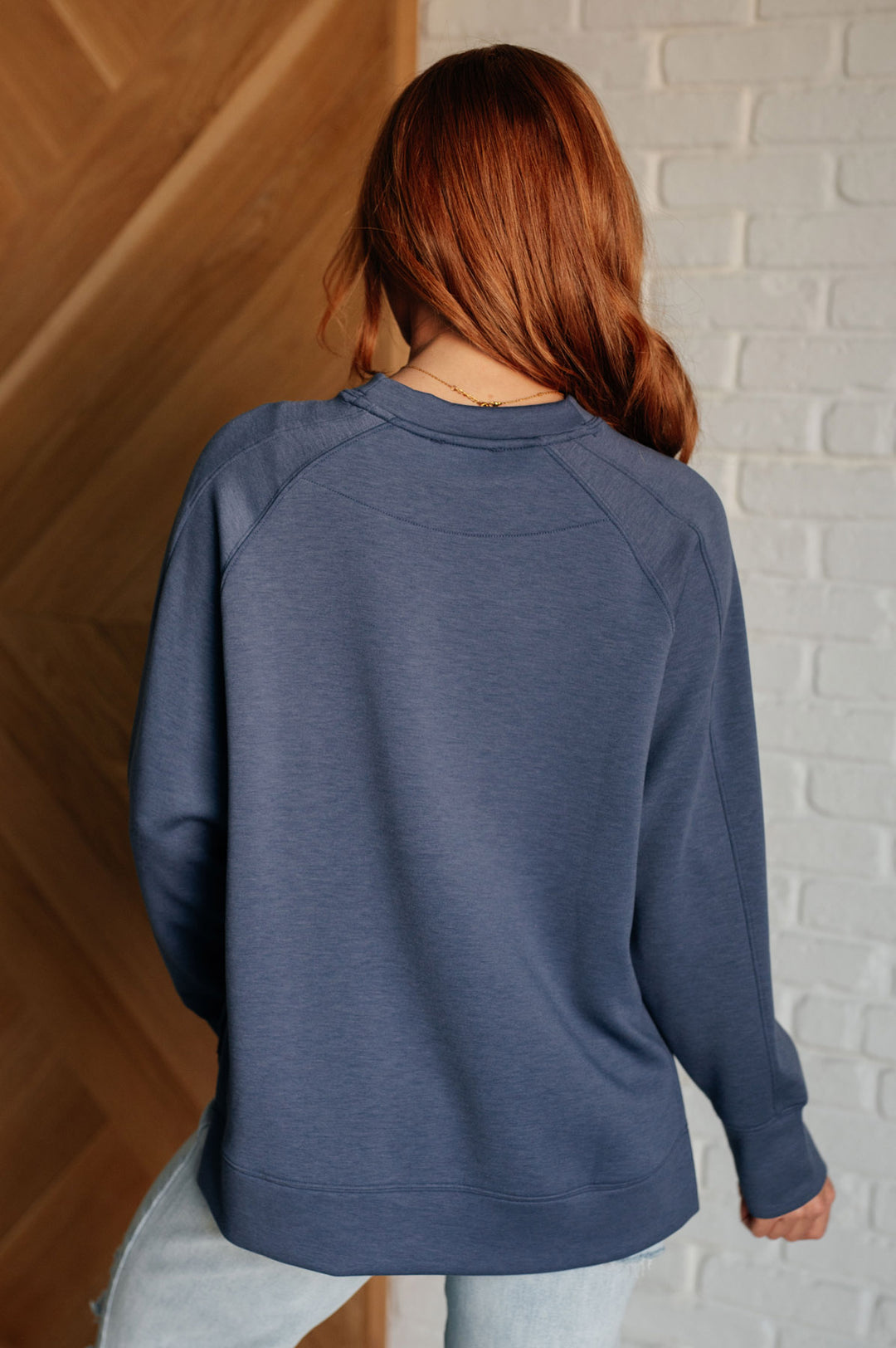 Zenana Scuba Pullover Sweatshirt - Blue Indigo - Inspired Eye Boutique