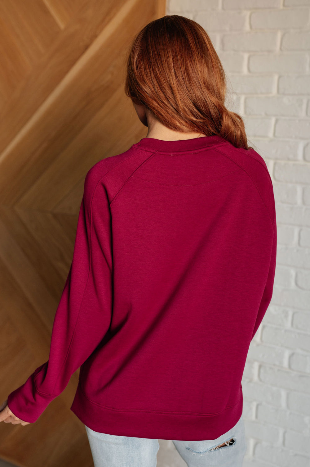 Zenana Scuba Pullover Sweatshirt - Cabernet - Inspired Eye Boutique