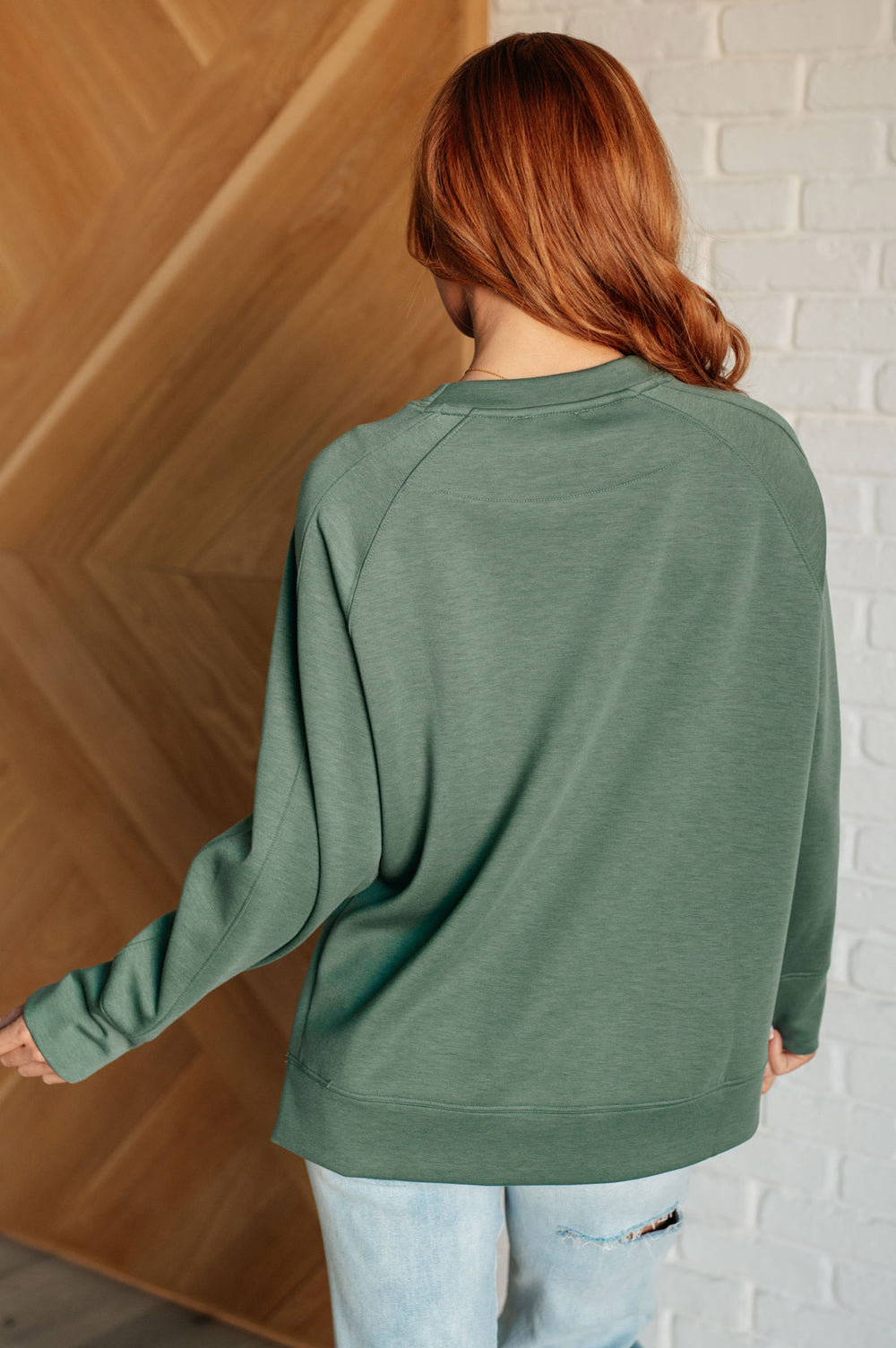 Zenana Scuba Pullover Sweatshirt - Forest Green - Inspired Eye Boutique