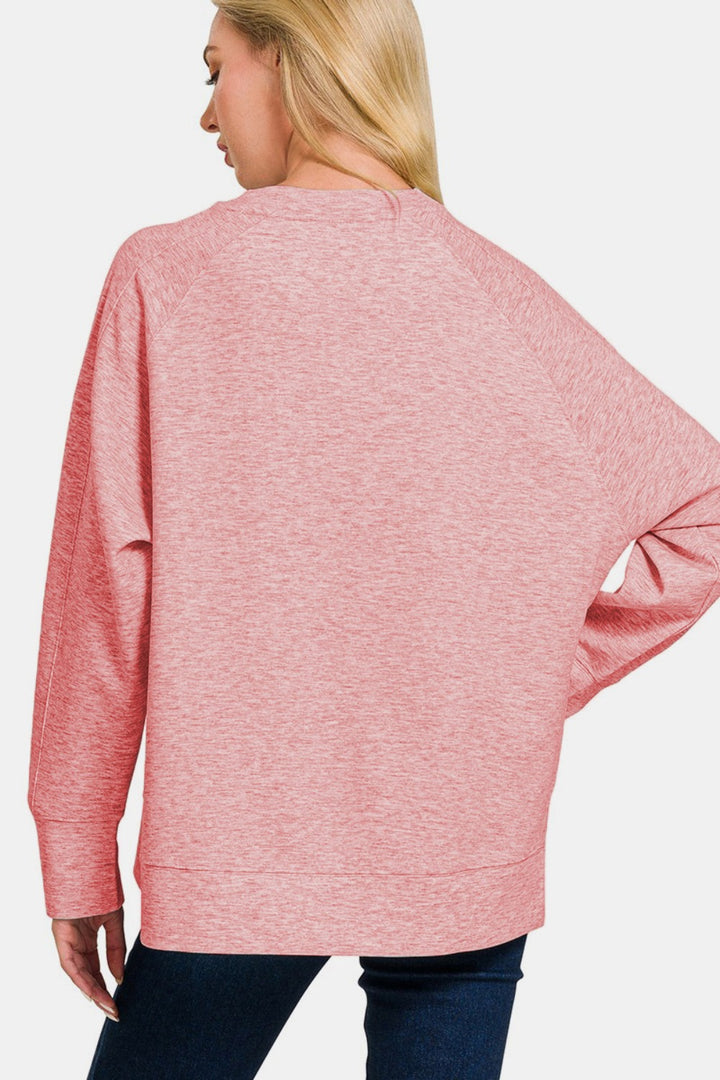 Zenana Scuba Pullover Sweatshirt - Lt Rose - Inspired Eye Boutique