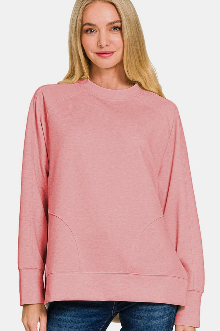 Zenana Scuba Pullover Sweatshirt - Lt Rose - Inspired Eye Boutique