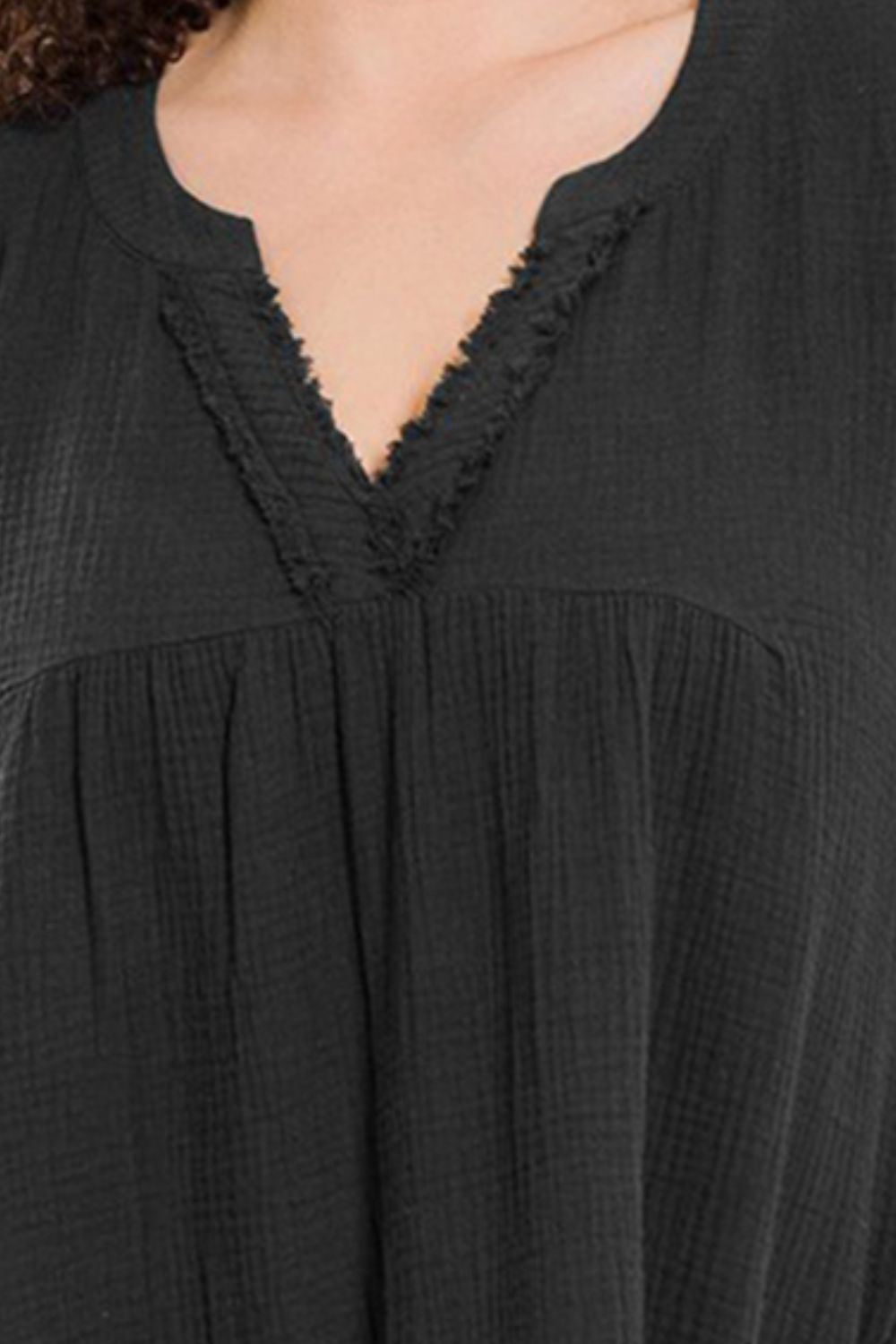 Zenana - Short Sleeve Mini Gauze Dress - Black - Inspired Eye Boutique