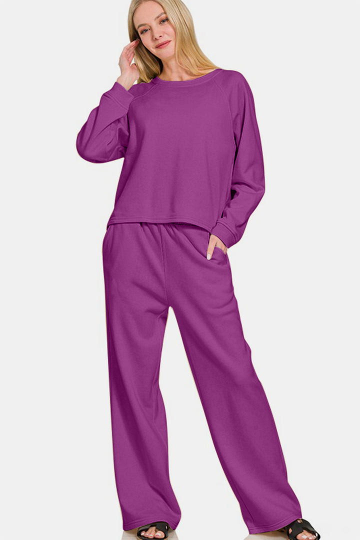 Zenana - Sweatshirt and Sweatpants Set - Light Plum - Inspired Eye Boutique