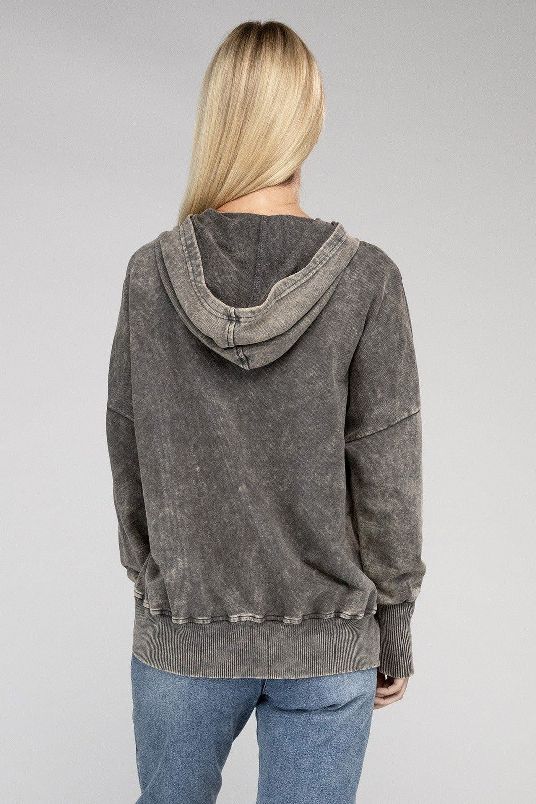 Zenana French Terry Acid Wash Hoodie - Inspired Eye Boutique