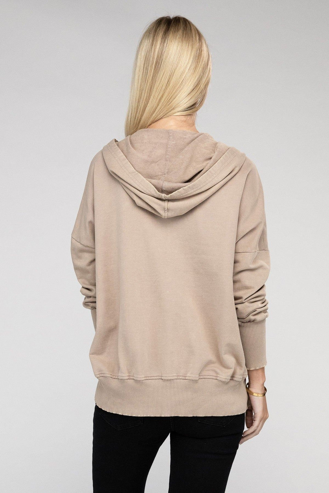 Zenana French Terry Acid Wash Hoodie - Inspired Eye Boutique