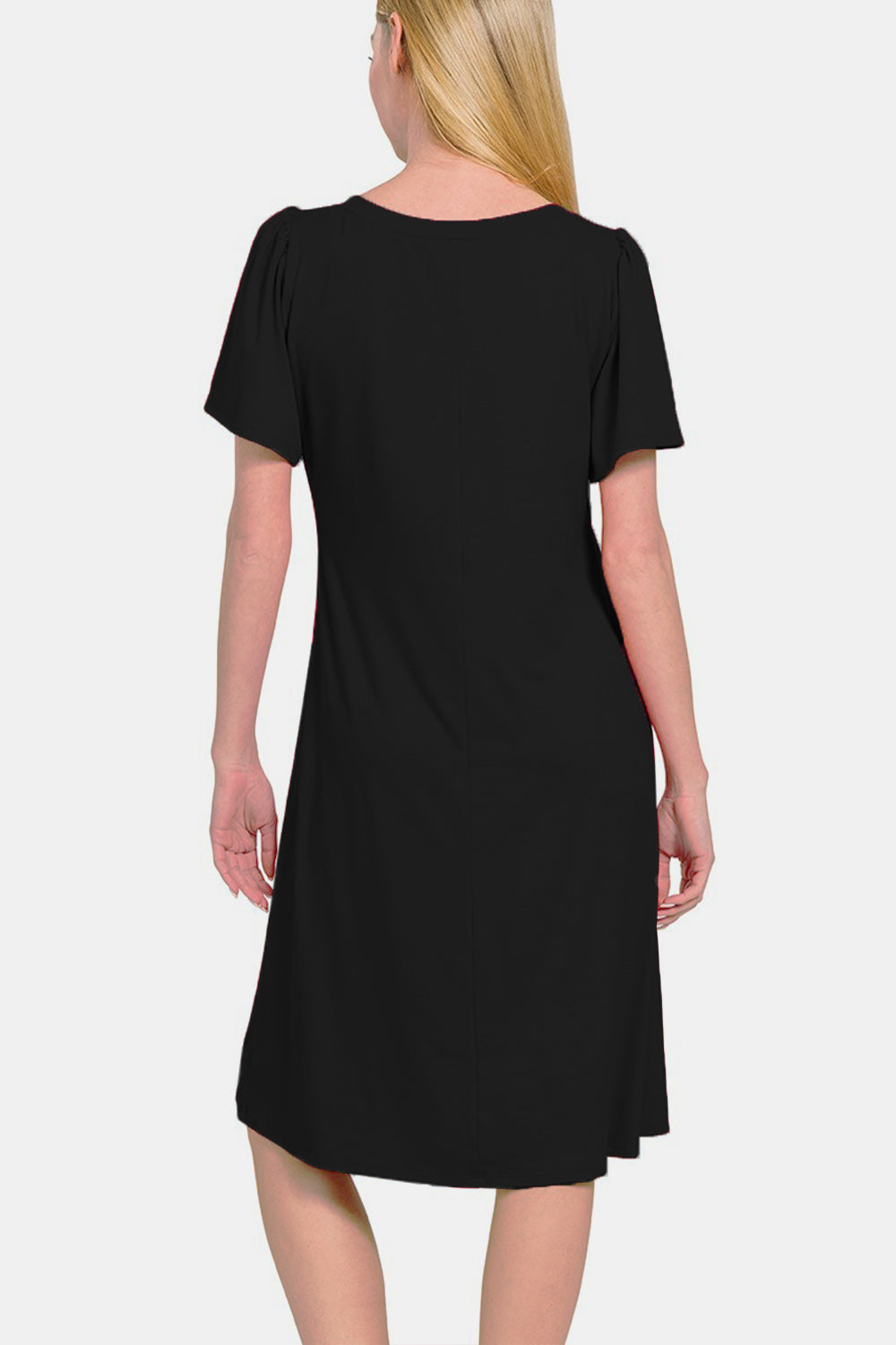 Zenana V-Neck Short Sleeve Dress - Inspired Eye Boutique