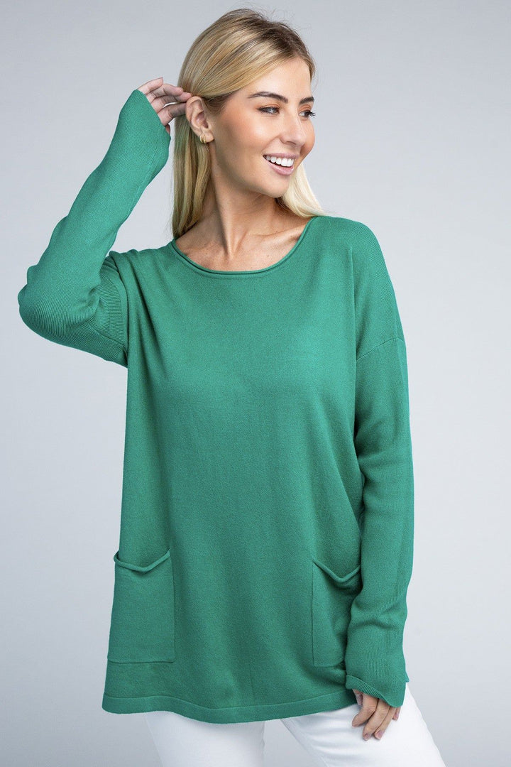 Zenana Viscose Front Pocket Sweater - Inspired Eye Boutique