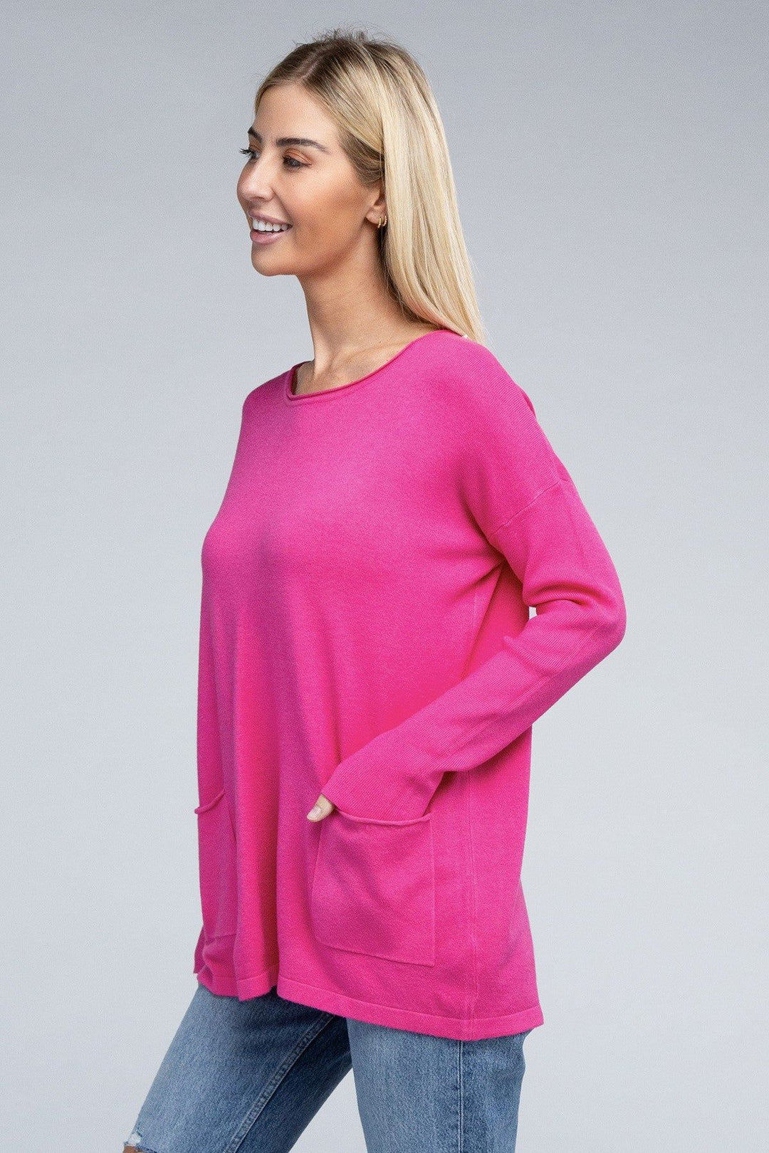 Zenana Viscose Front Pocket Sweater - Inspired Eye Boutique