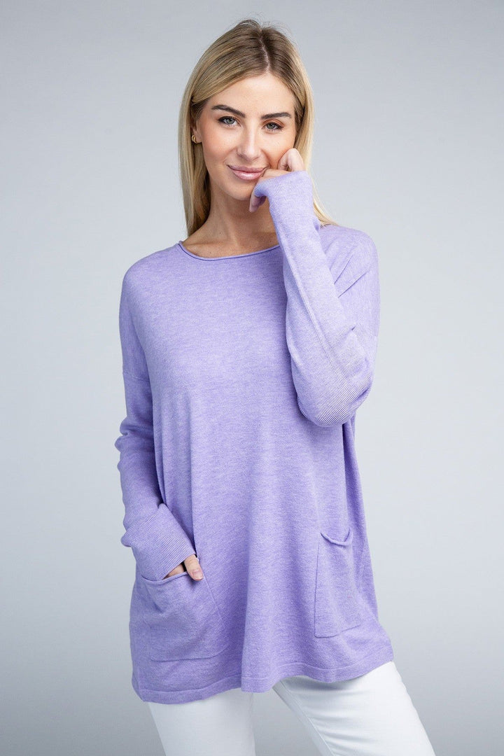 Zenana Viscose Front Pocket Sweater - Inspired Eye Boutique