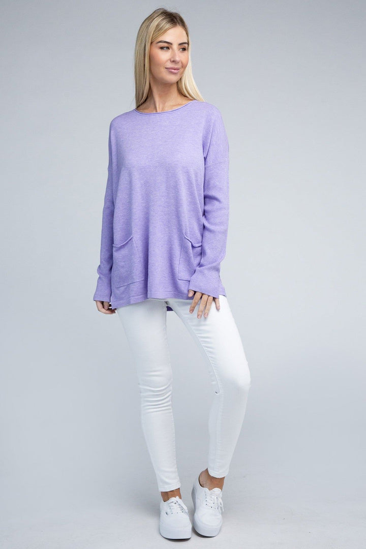 Zenana Viscose Front Pocket Sweater - Inspired Eye Boutique