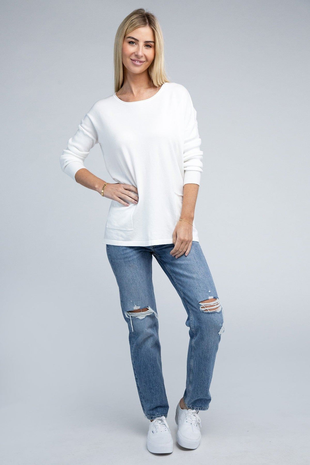 Zenana Viscose Front Pocket Sweater - Inspired Eye Boutique