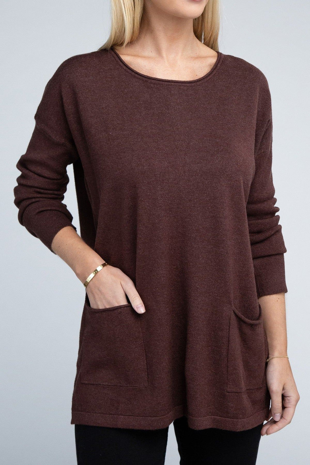 Zenana Viscose Front Pocket Sweater - Inspired Eye Boutique