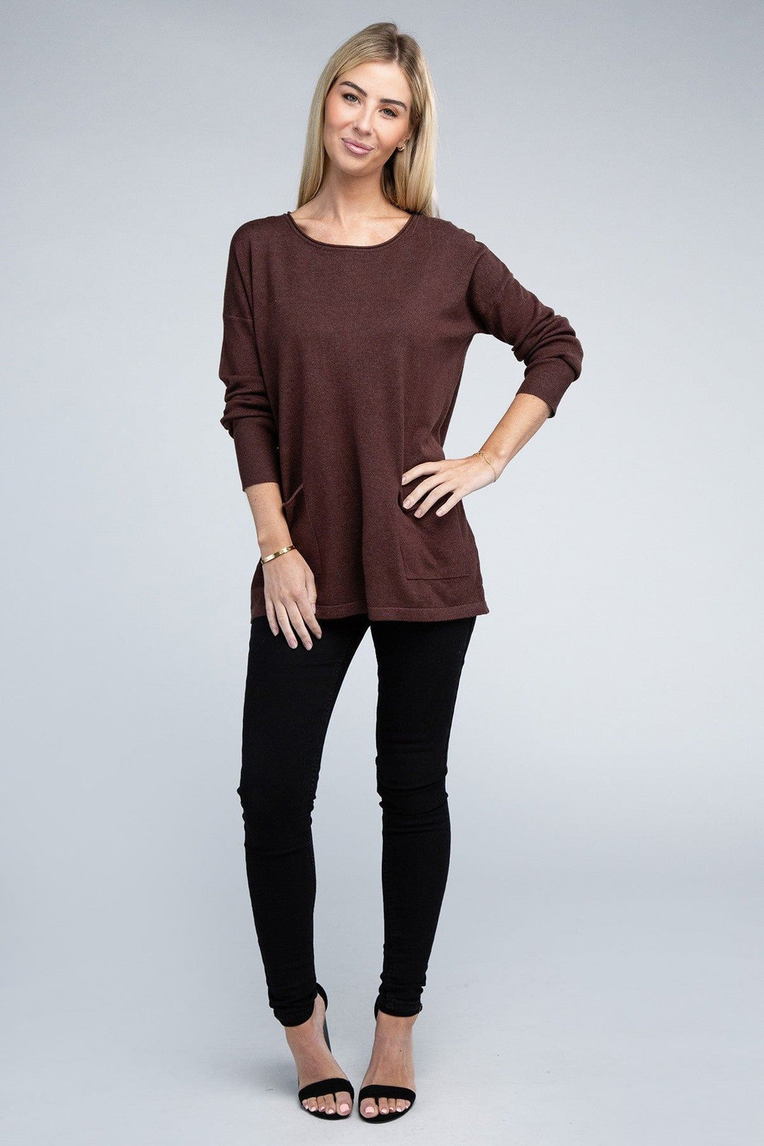 Zenana Viscose Front Pocket Sweater - Inspired Eye Boutique