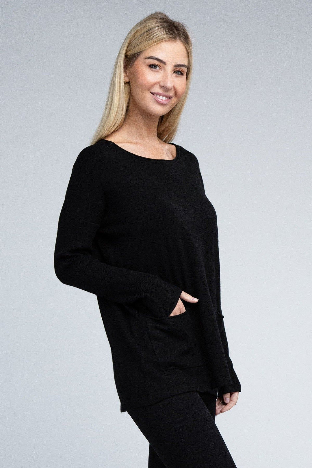 Zenana Viscose Front Pocket Sweater - Inspired Eye Boutique