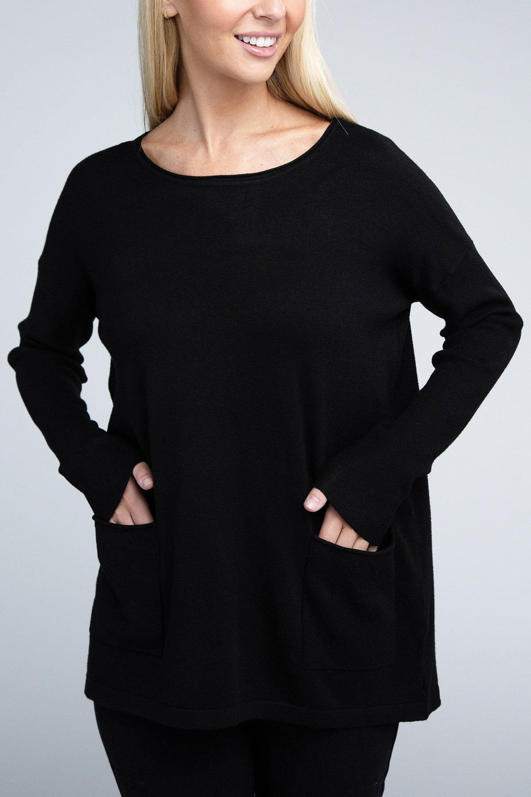 Zenana Viscose Front Pocket Sweater - Inspired Eye Boutique