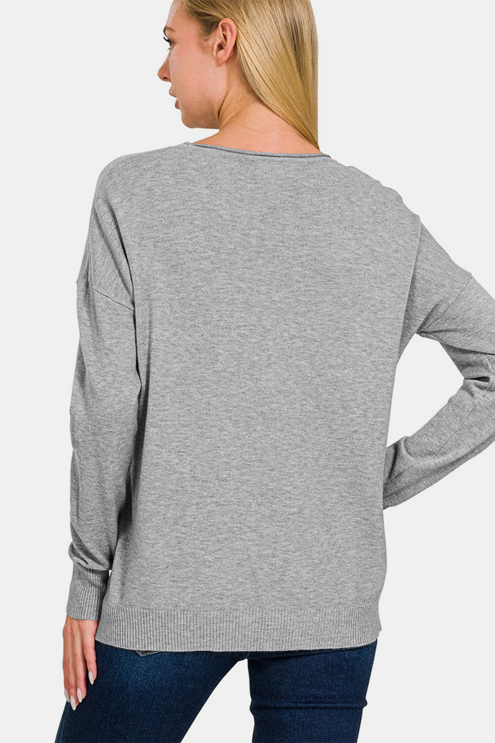 Zenana - Viscose Front Seam Sweater - Gray - Inspired Eye Boutique