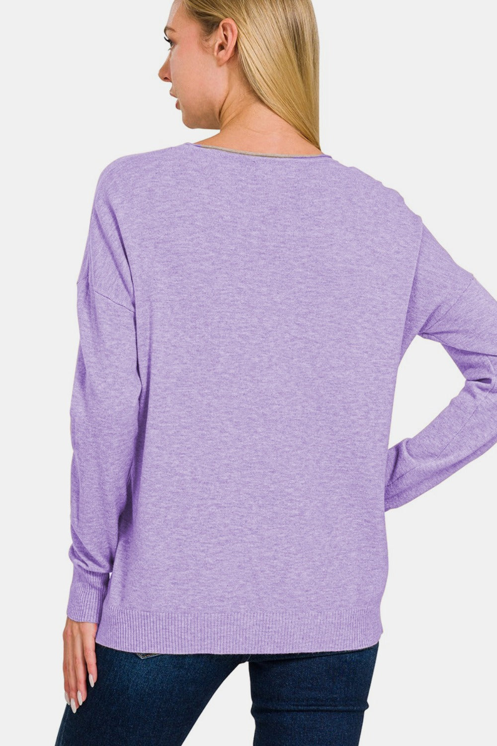 Zenana - Viscose Front Seam Sweater - Lavender - Inspired Eye Boutique