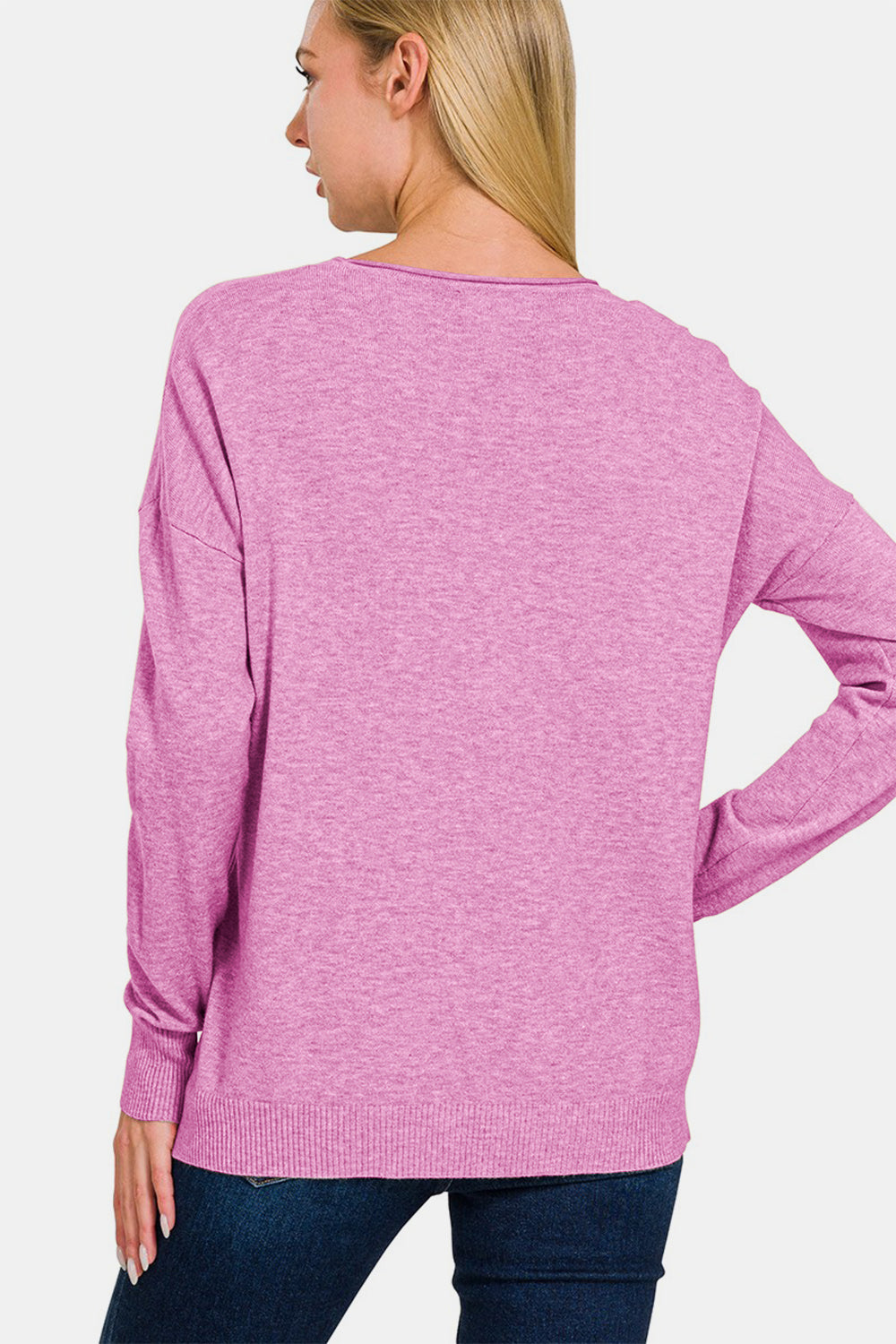 Zenana - Viscose Front Seam Sweater - Mauve - Inspired Eye Boutique