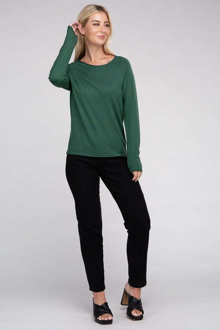 Zenana Viscose Round Neck Basic Sweater - Inspired Eye Boutique
