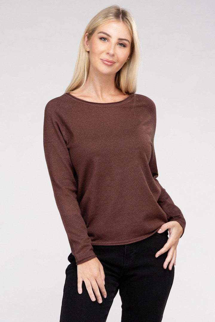 Zenana Viscose Round Neck Basic Sweater - Inspired Eye Boutique