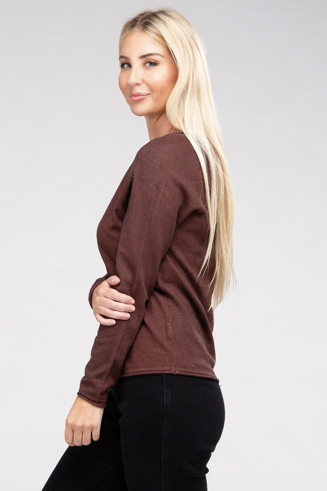 Zenana Viscose Round Neck Basic Sweater - Inspired Eye Boutique