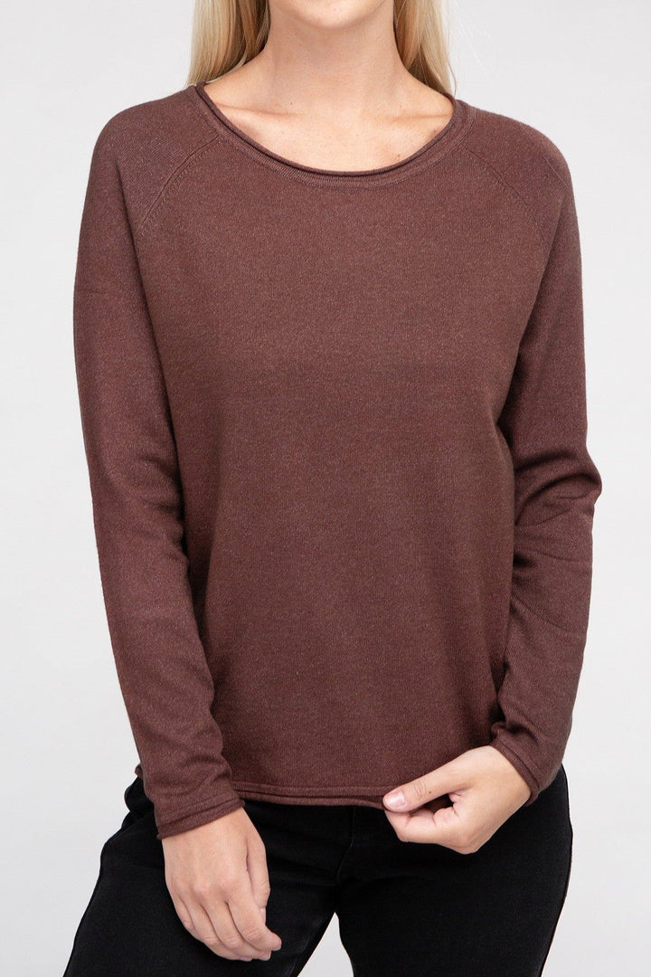 Zenana Viscose Round Neck Basic Sweater - Inspired Eye Boutique