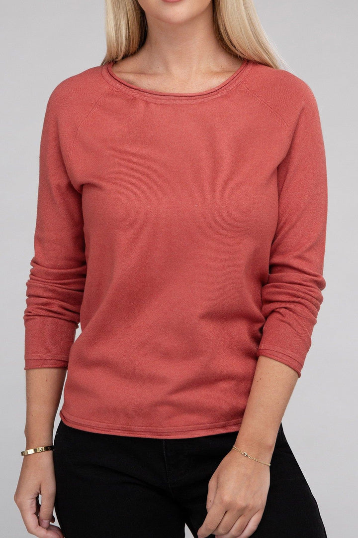 Zenana Viscose Round Neck Basic Sweater - Inspired Eye Boutique