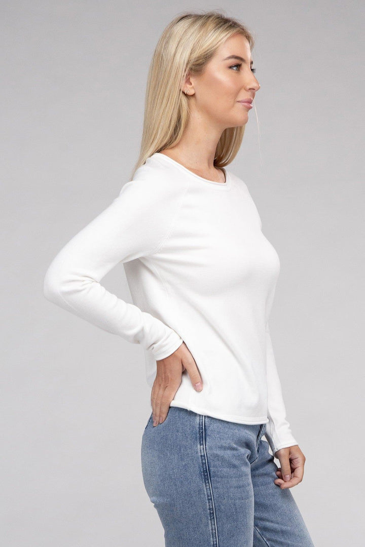 Zenana Viscose Round Neck Basic Sweater - Inspired Eye Boutique